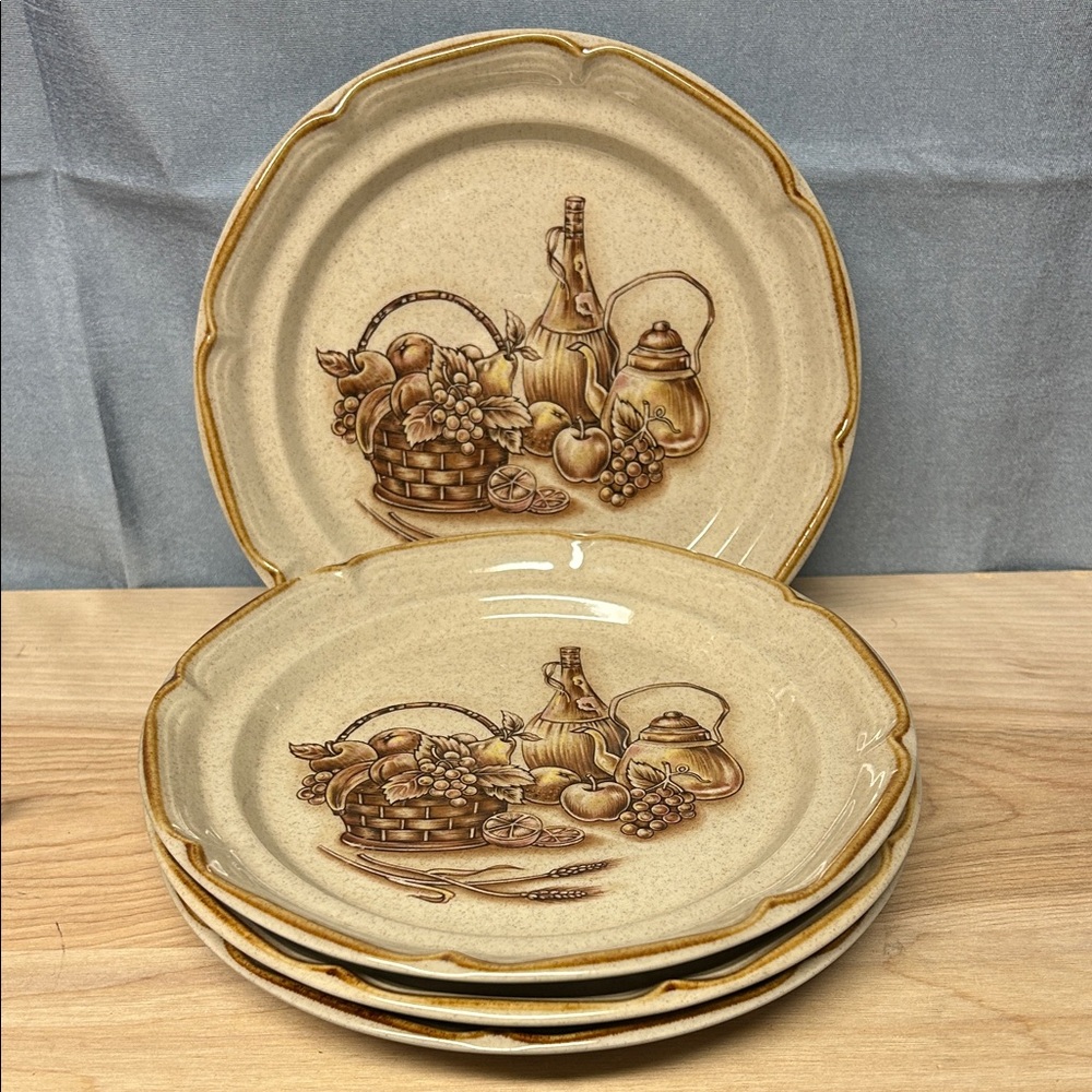 Vintage Sunmarc Homestead Stoneware salad Plate x4 Japan Chianti Design SM-6681